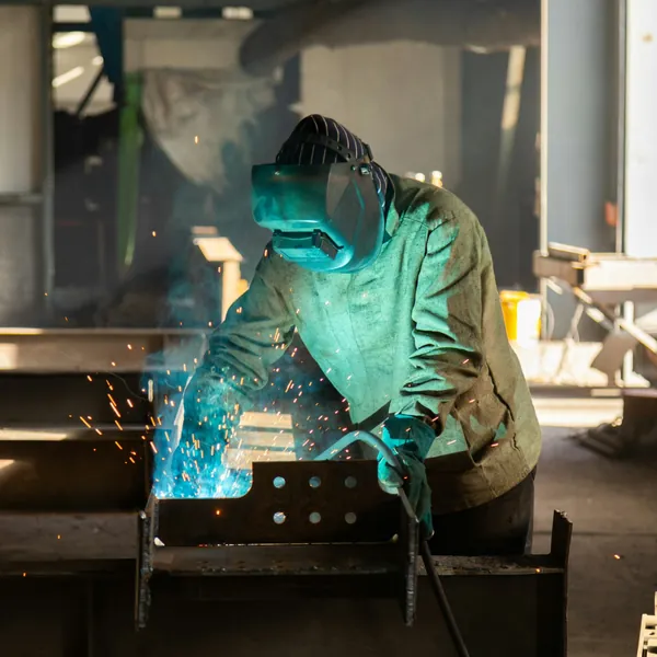 Funkenflug beim Schweißen in einer Metallwerkstatt